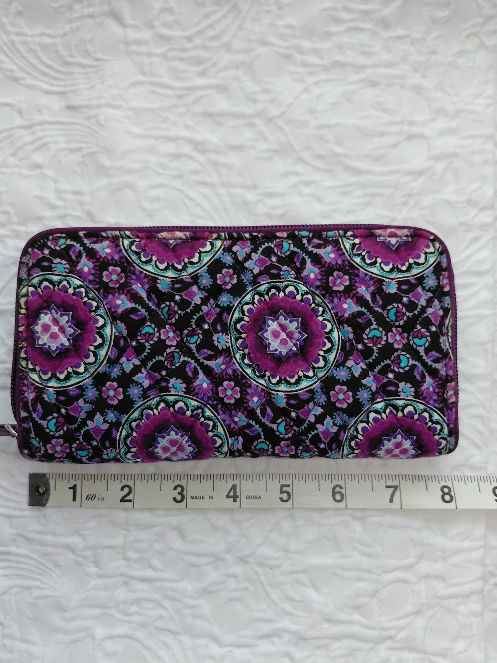 Vera Bradley Purple/Black And Lilac Wallet with Purple Teal Medallions - Picture 8 of 12